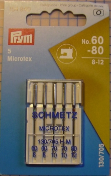 Nähmaschinennadeln 130/705 Microtex 60-80, 5 Stück/pkg