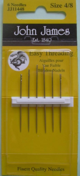 John James Easy Threading Needles,6 st. # 4/8