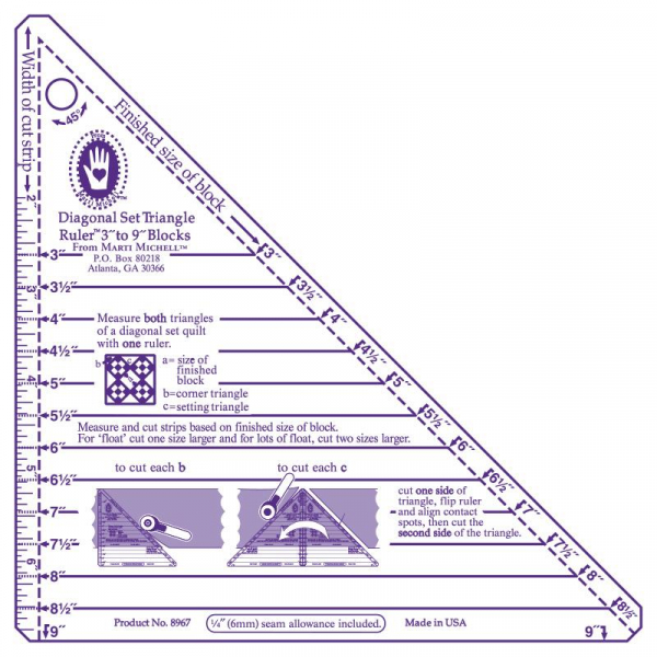 Marti Mitchell -Triangle Ruler 3 - 9 Inch